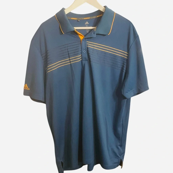 Adidas Blue Essential Textured Mens Short Sleeve Golf Polo Shirt XL - Picture 1 of 6